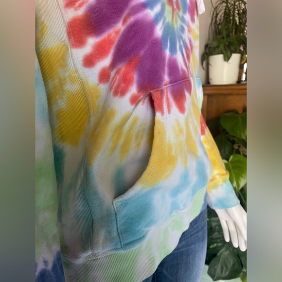 Tie Dye Peloton Hooded Sweatshirt by Spiritual Gangster,Rainbow colors. Size XS. - Picture 10 of 14